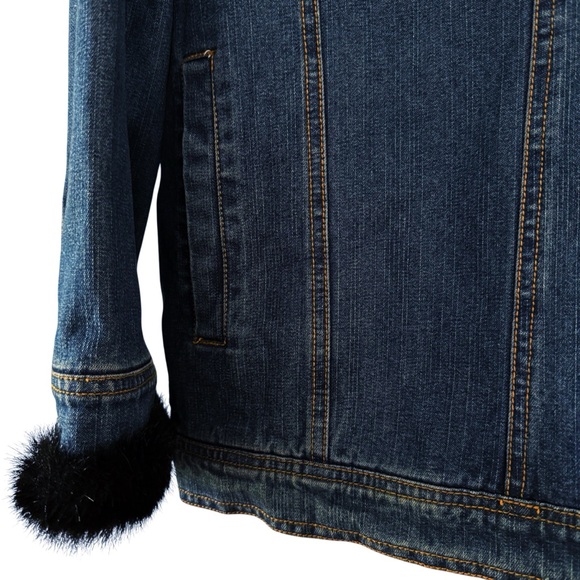 Marvin Richards Faux Fur Lined Denim Jacket Women’s Size 1X - Picture 8 of 15
